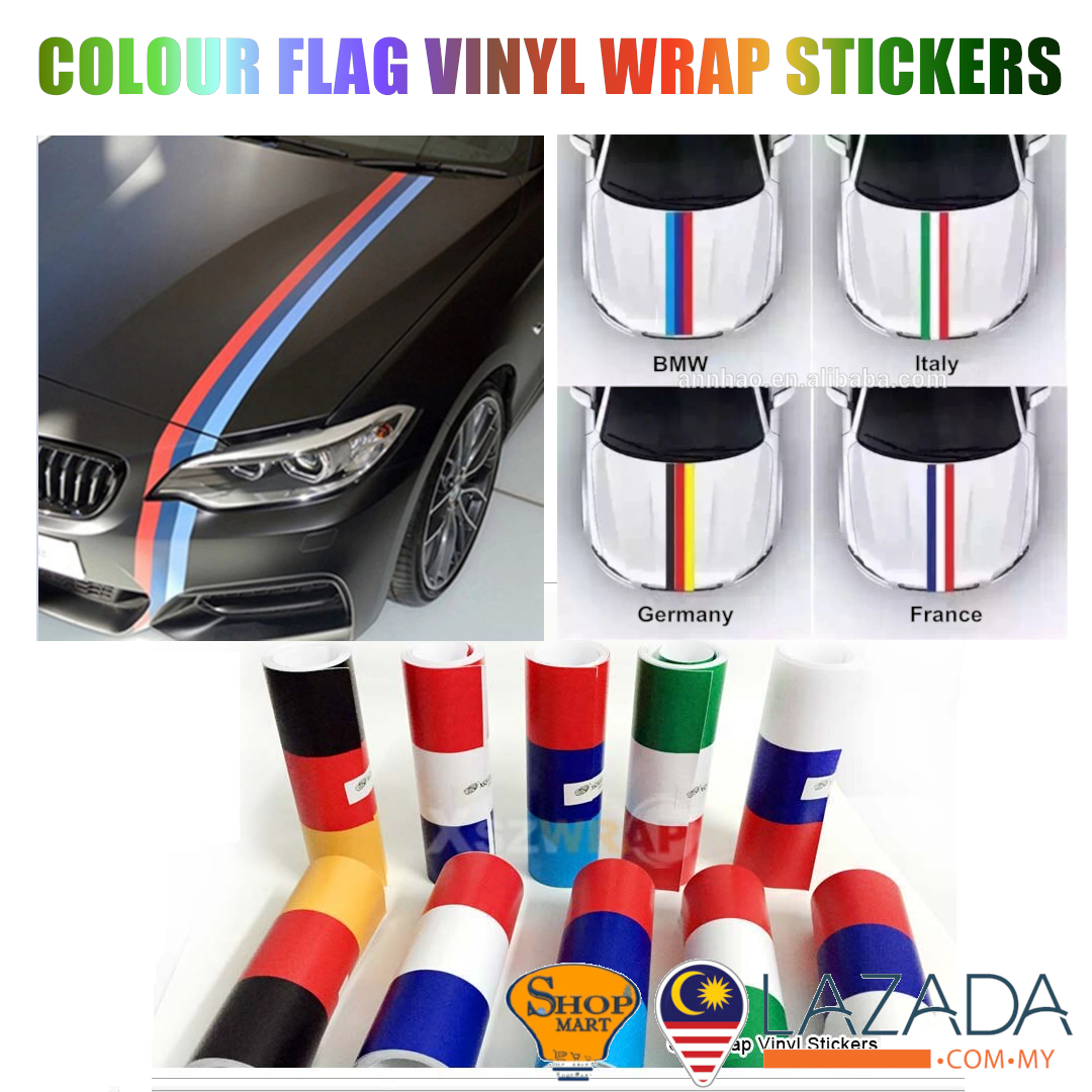 TOMALL 78x5.9 Germany Flag Color Stripe Decal for Car Hood Sticker for Car Front/Rear Bumpers Body Side Roof Trunk Racing DIY Modifed Stripe Decal Waterproof Decoration Black+Red+Yellow 
