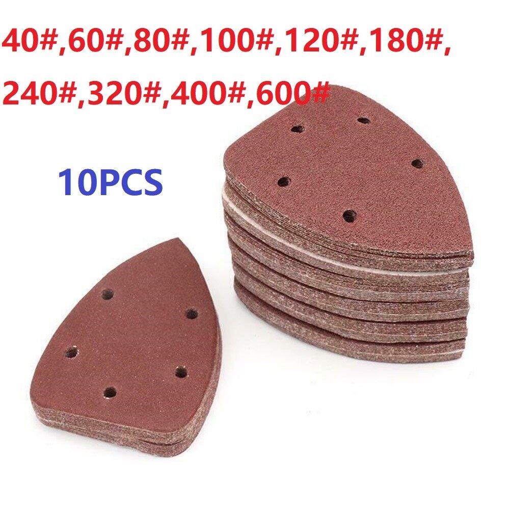 10pcs 5 holes sandpaper triangle sand discs pads power polishing tool 140x90mm -