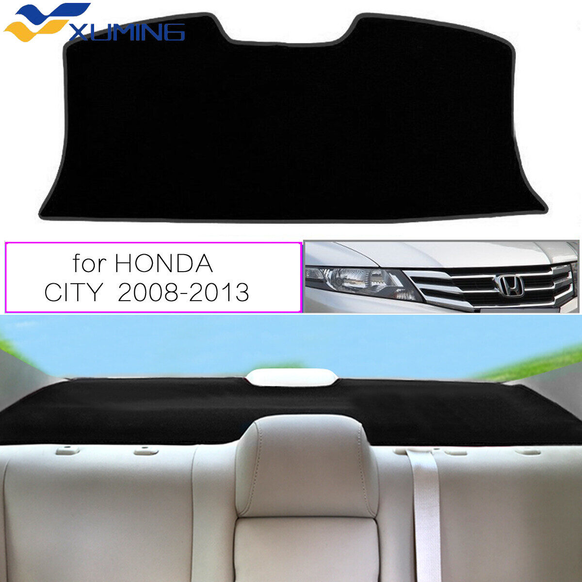 xuming Car Dashboard Cover For HONDA city 2008-2013/2014-2019 Back window Dash Mat Shading Sun Shade Pad Carpet Interior Accessories