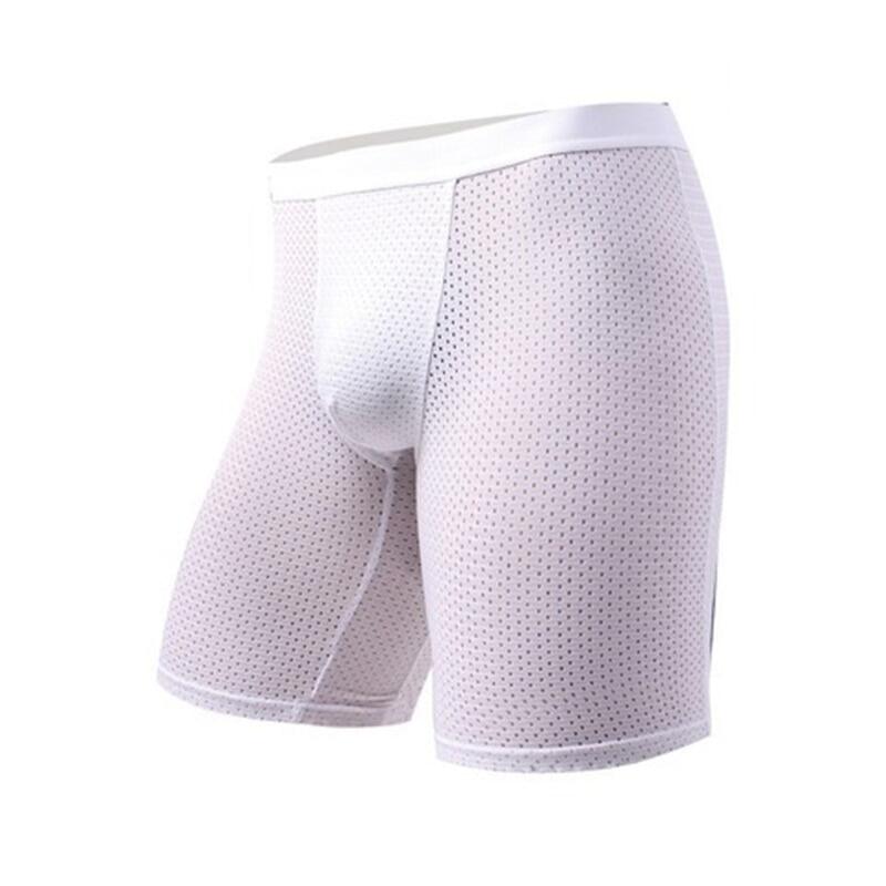 [Hot K] Men Plus Size Long Leg Boxer Shorts Panties Quick Dry Ice Silk