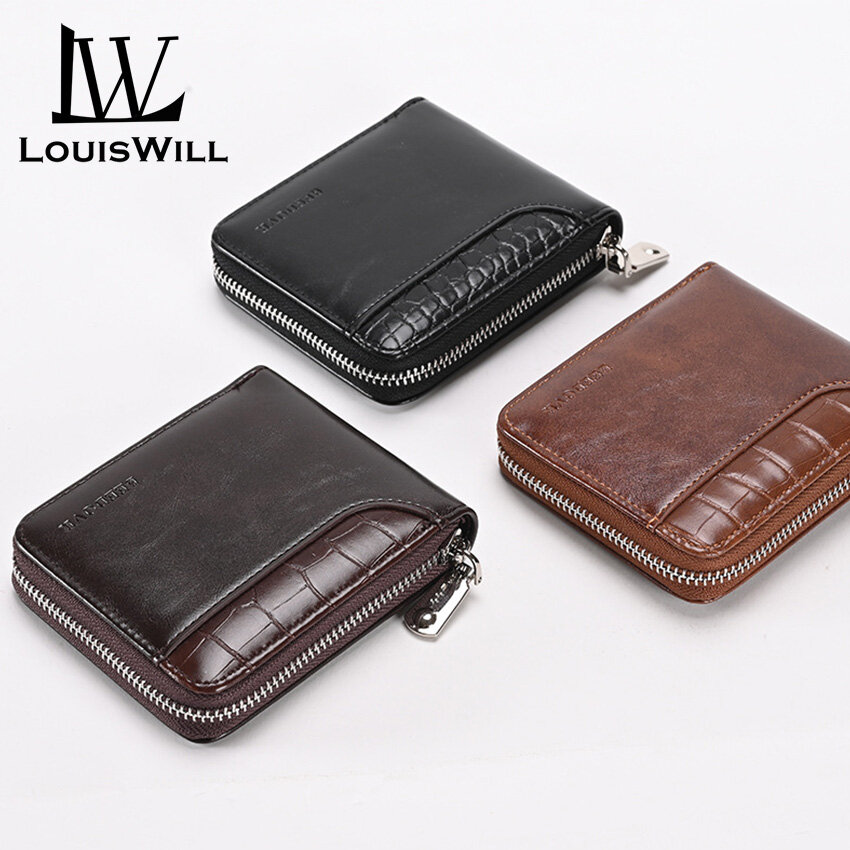 LouisWill Men's Wallet Men's Short Wallet PU Leather Wallet Fashion Wallet Foldable Wallet Large Capacity Wallet Business Wallets Vintage Wallet Driver's License Wallet ID Credit Cards Holders RFID Wallet