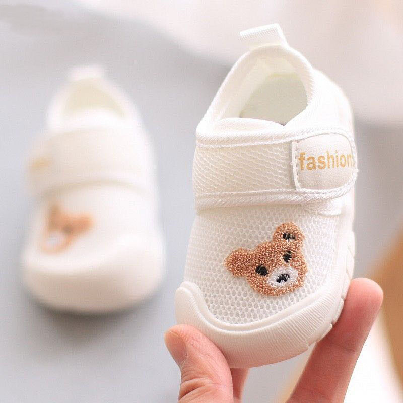 I love daddy&mummy 1-2y cute bear baby boys girls flat shoes anti-slip cartoon mesh sandals summer hollow breathable toddler soft sole
