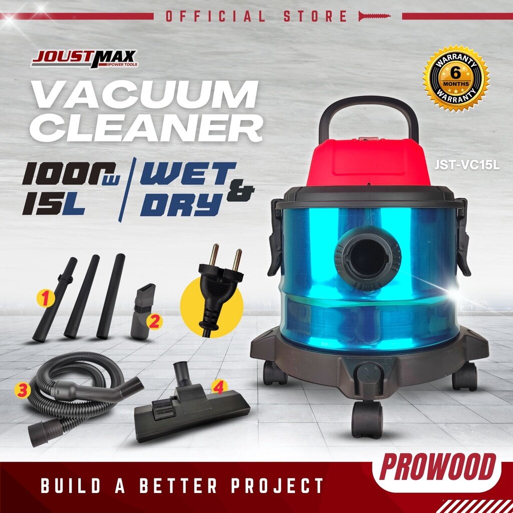 JSTVC15L JOUSTMAX 1000W Vacuum Cleaner wet And Dry Vacum Rumah Home