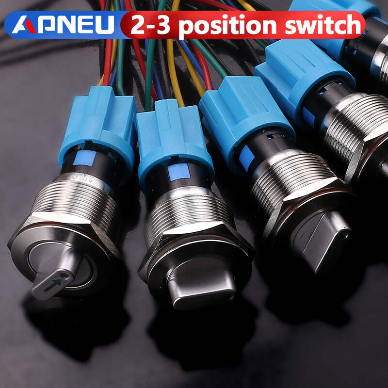 Công Tắc Nút Bấm Xoay Kim Loại Led 22Mm Công Tắc Chọn Vị Trí 2-3 Bằng Đồng Thau 220V Nút Nhấn Nút Xoay Núm Xoay Công Tắc Kim Loại
