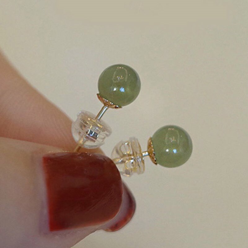 Bông Tai Ngọc Bích Hetian Tự Nhiên Đơn Giản Đẹp Cho Nữ