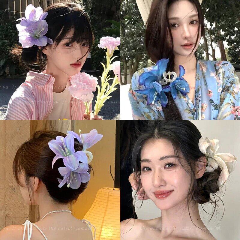 Kẹp tóc Lily cho phụ nữ đi nghỉ siêu tiên nữ thanh lịch và đẹp kẹp tóc hình hoa