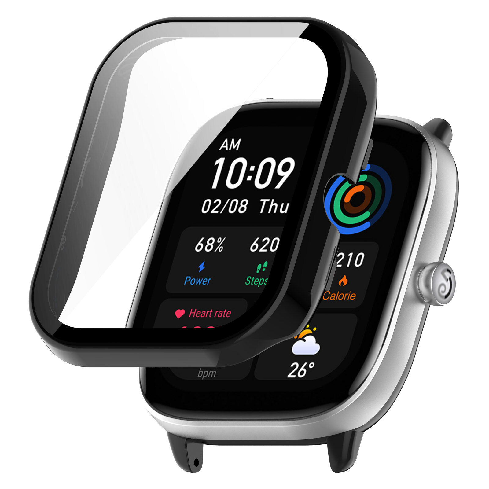 Hard PC Case Tempered Glass Screen Protector Protective Cover for Huami Amazfit GTS4 mini