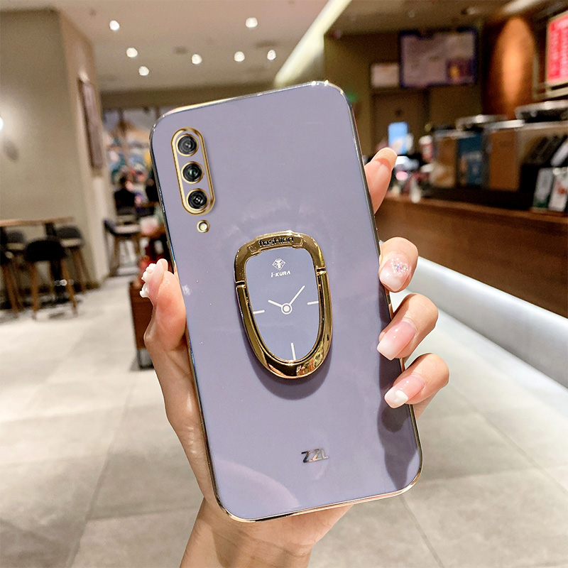 YBD Soft Phone Case For Huawei Y9S Plating Casing y9s Precise camera protection with Free Clock Ring