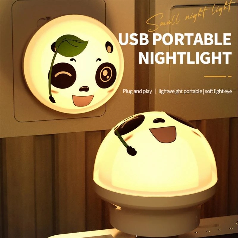 Cute Panda Đèn Ngủ LED Xách Tay Phích Cắm USB Mini Đèn Đọc Sách Màu Trắng Ấm Đèn Đèn Đọc Sách Cho Chiếu Sáng Bàn Phím Máy Tính Xách Tay
