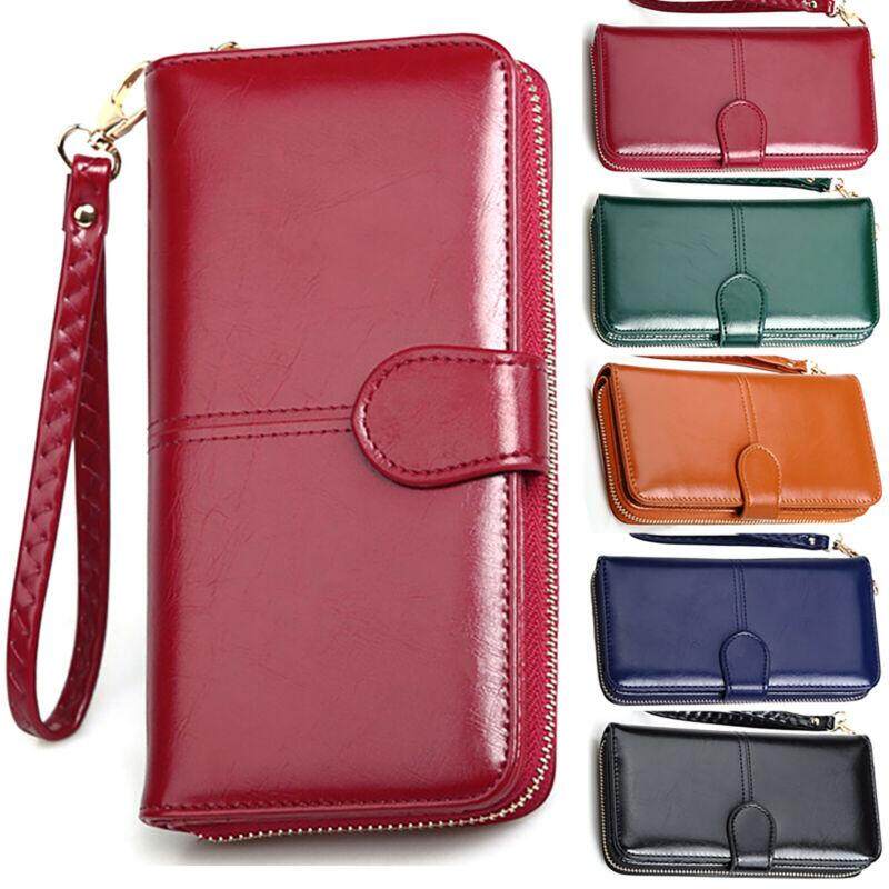 Wallet Ladies Womens Clutch Leather With Zipper Purse Card Clutch Holder Case