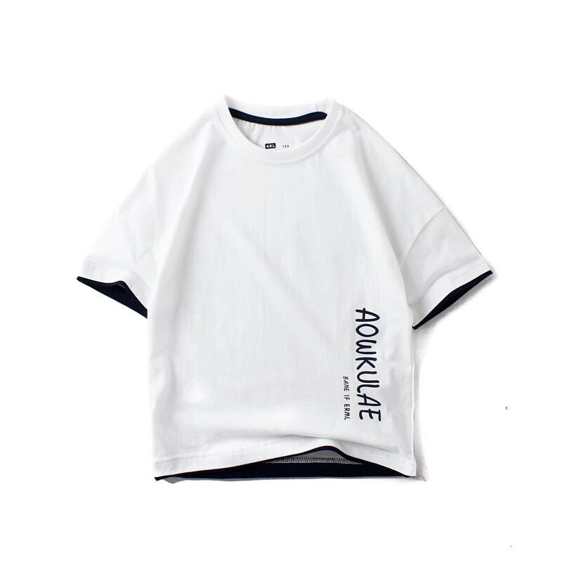 IENENS Summer Casual T-shirts Kids Boys Clothes Cotton Fashion Tops Children Boy Letter Print Sports Shirts