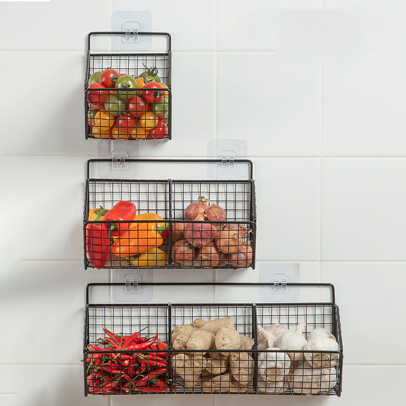 CNMF Onion, ginger and garlic storage basket kitchen wall-mounted spice rack