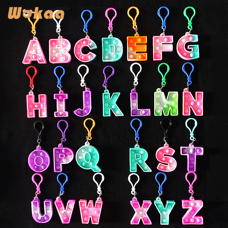 Mini Pop it keychain letters pop it fidget toy Simple Dimple Toy