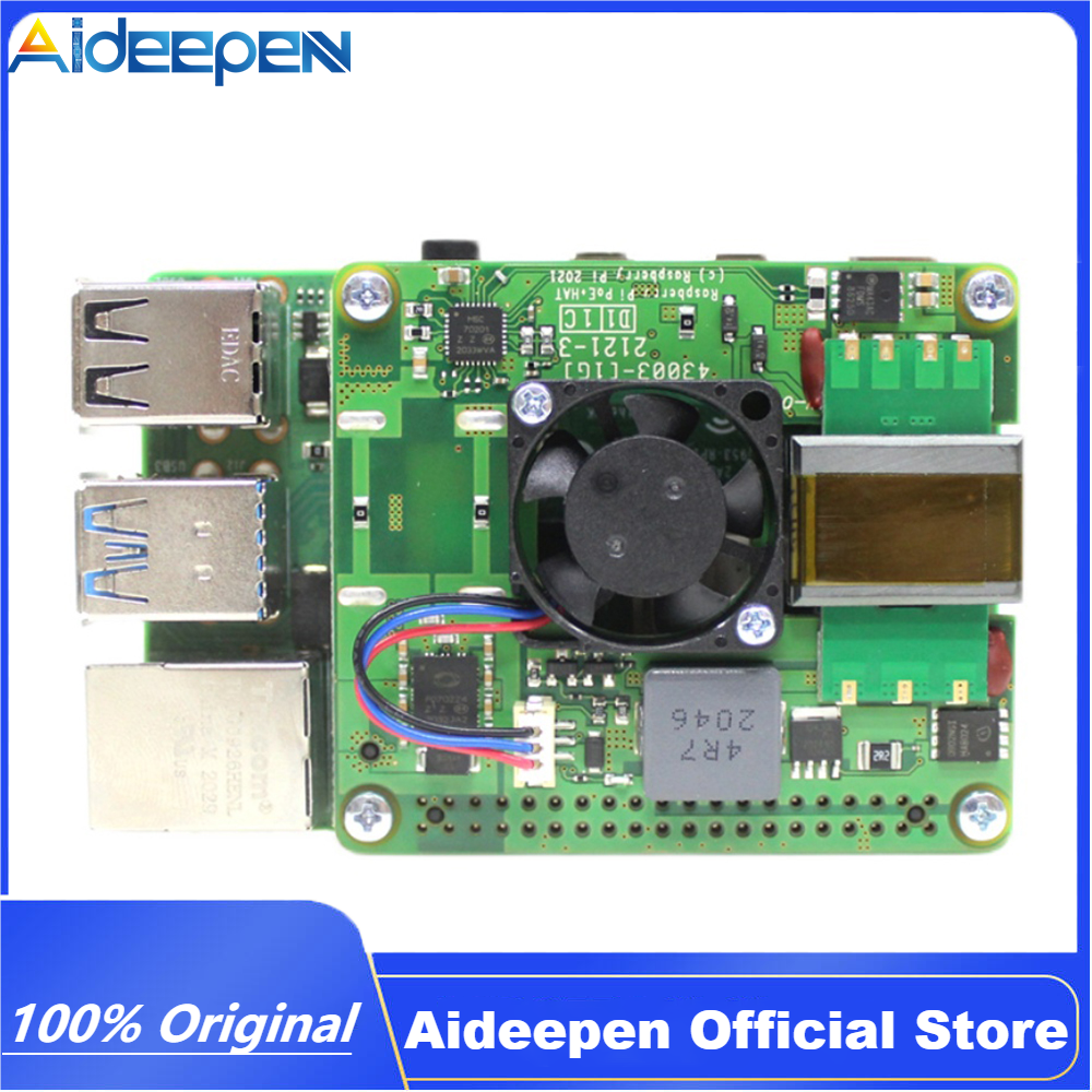 Original Aideepen Raspberry Pi Raspberry Pi 3B+/4B POE+ Power Over Ethernet Expansion Board 802.3af Network