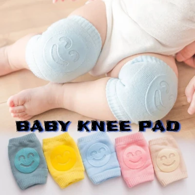 SMILE (1 Pair) Baby Knee Pad Cotton Anti-Slip Elastic Crawling Protector Safety Protection Baby Toddler Cover Pad Sock