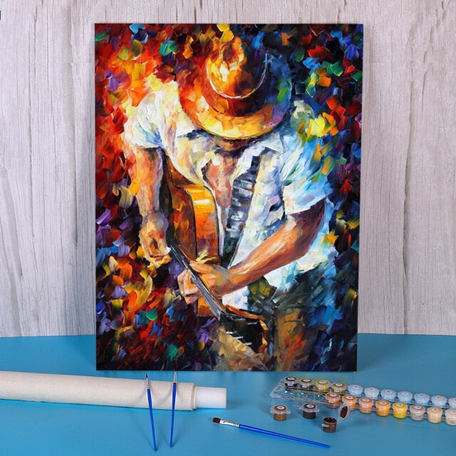 Guitar And Soul DIY Paint By Numbers Package Acrylic Paints 40*50cm Boards By Numbers New Design Crafts Adults Drawing
