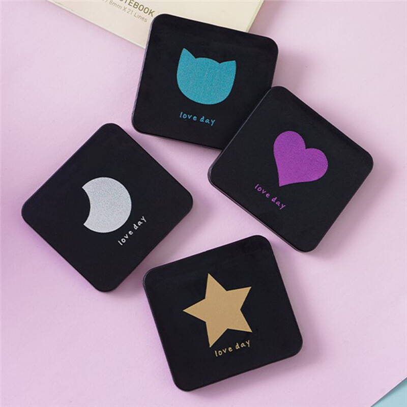 【HOMP】Foldable Makeup Mirror Mini Square Makeup Vanity Mirror Portable Hand Mirrors Double-sided Compact Mirror Pocket Cosmetic Mirror