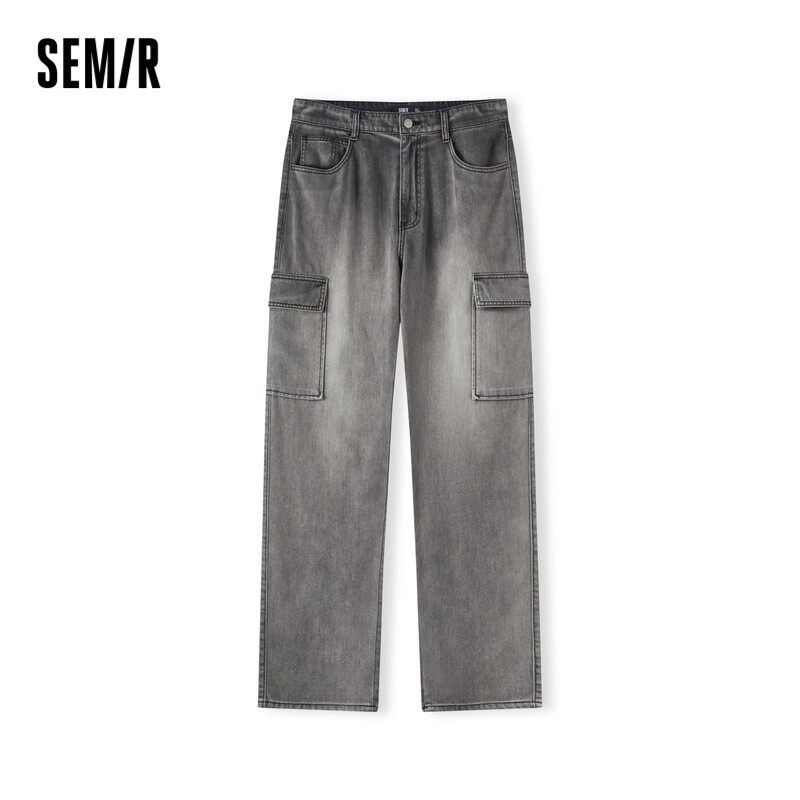 Semir Jeans Men 2024 Summer New Fashion Trend Retro Washed Trousers Work Style Loose Straight Trousers
