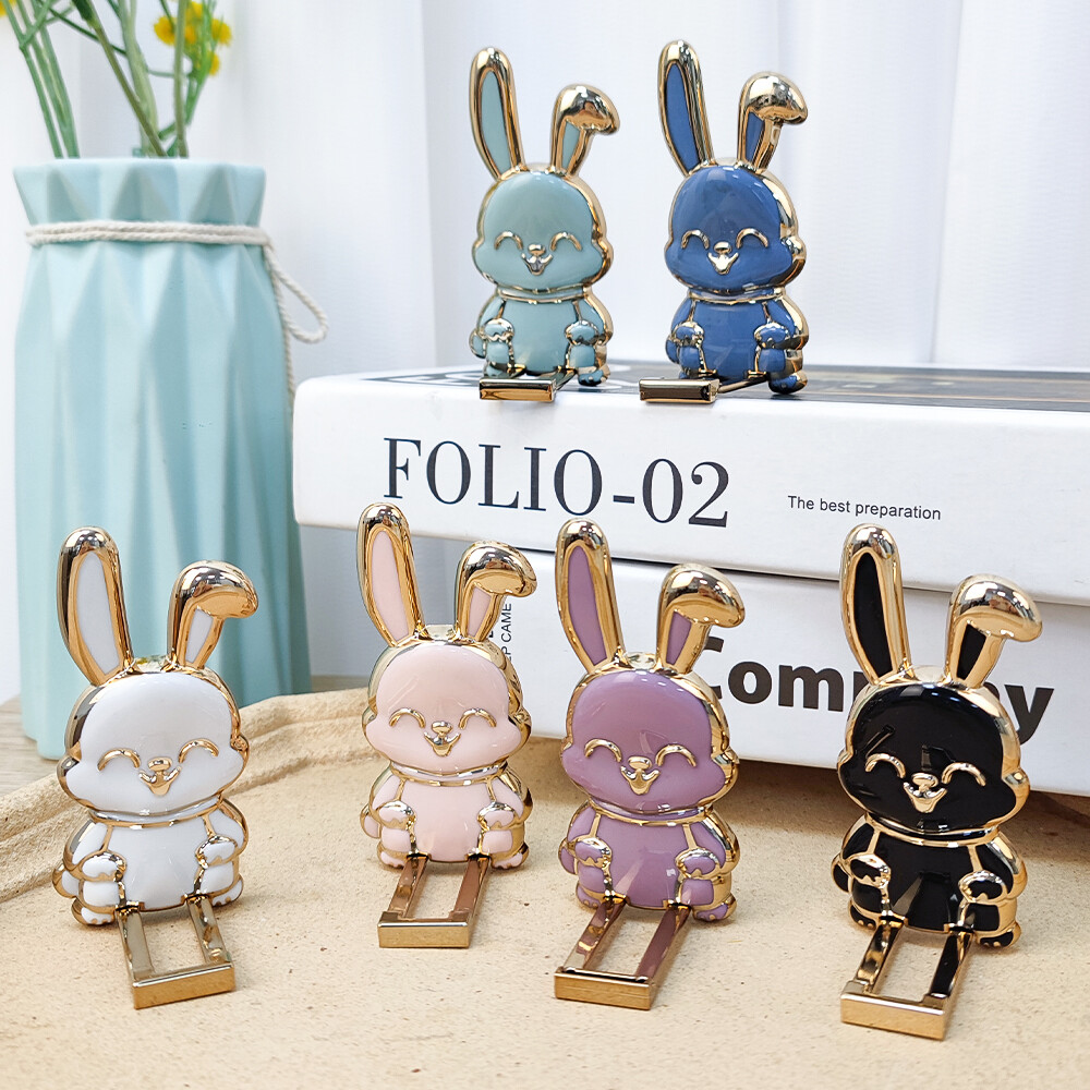 Phổ Dễ Thương Thỏ hoạt hình Nhẫn đeo ngón tay chủ đứng cho điện thoại di động Bunny giá đỡ có thể gập lại điện thoại di động chân đế phụ kiện điện thoại