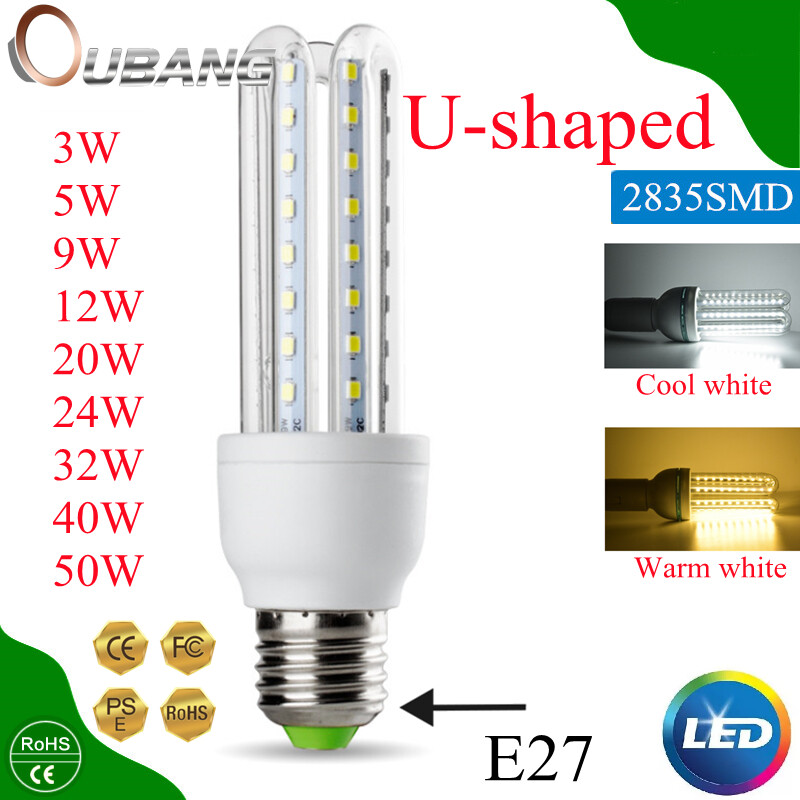 Ou bang 2022 new's led corn bulb 2u/3u e27 3w/5w/7w/9w/12w/16w/20w/32w/40w/50w u-shaped corn light bulb cool white/warm white led corn bulb led bulb mentol led corn bulb