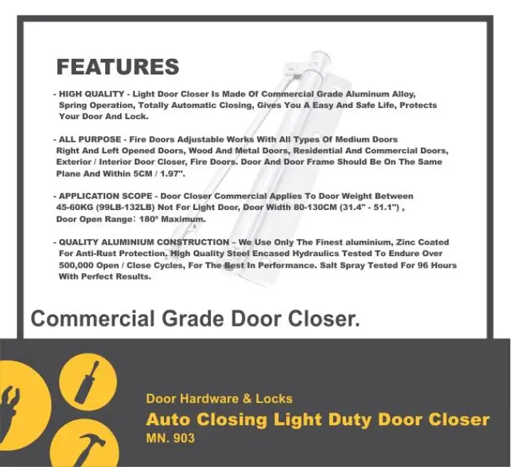 Auto Closing Light Duty Door Closer Mn 903 Lazada
