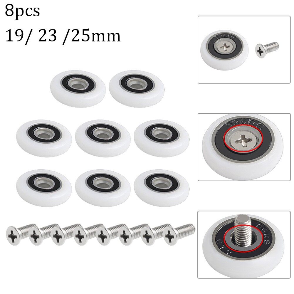 8Pcs Shower Door Rollers Practical Runner Wheels 19/23/25mm For Shower Enclosures