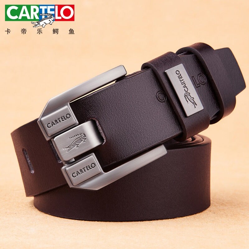 Cow leather belt buckle male crocodile leather needle belt leisure han edition authentic belts young cowboy boom