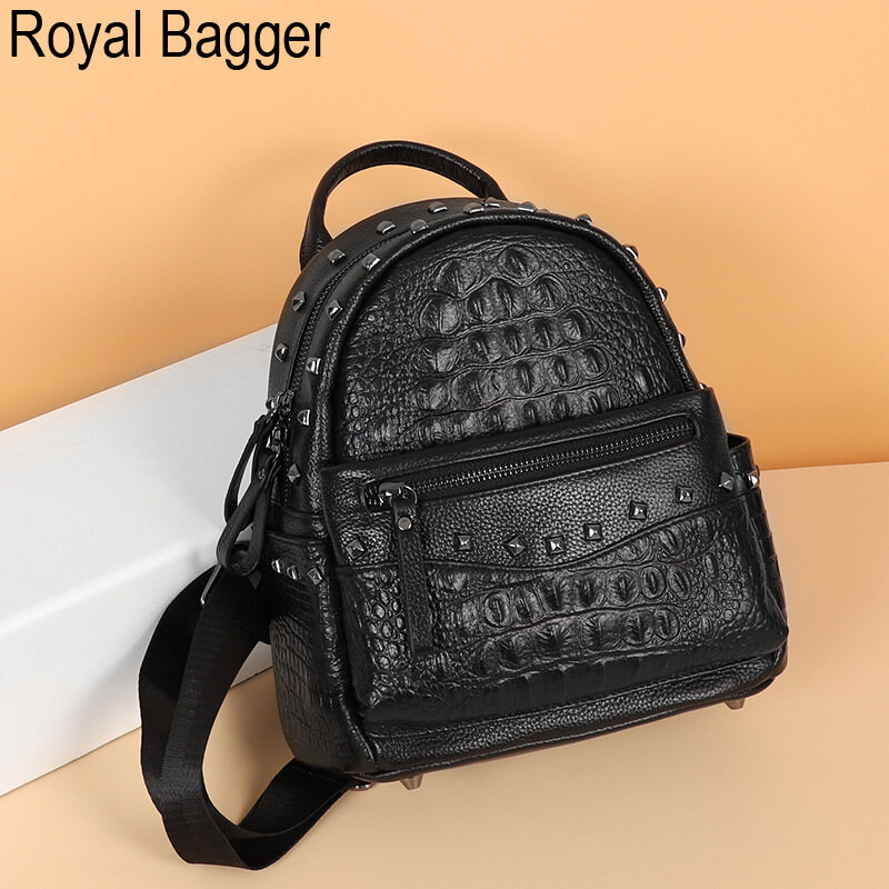 Royal Bagger Backpack For Women Girls Genuine Cow Leather Fashion Shoulder Sling Bag Beautiful Handbag Party