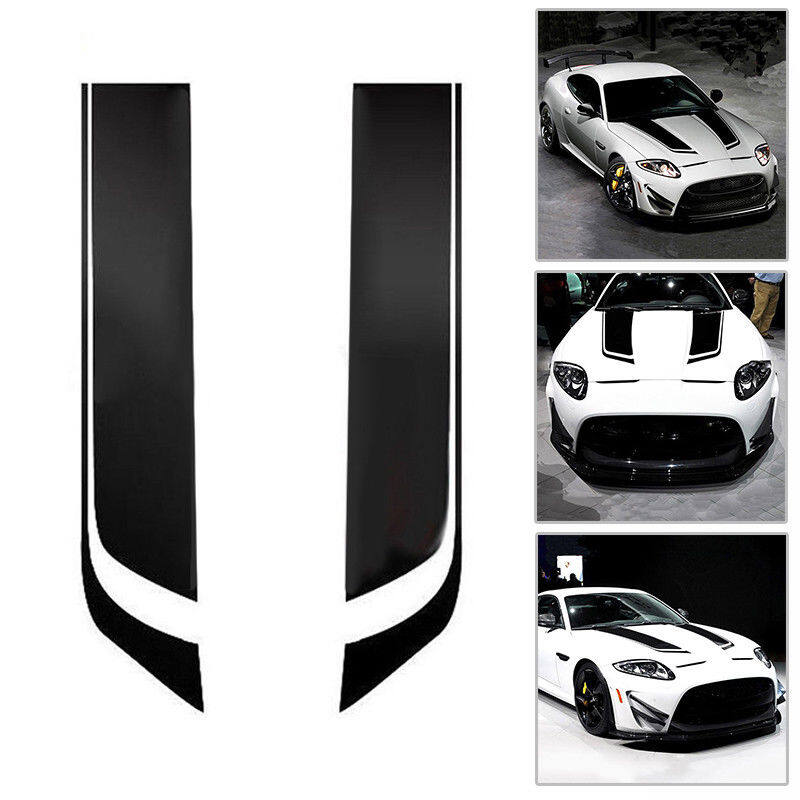 Leesa 2Pcs/Set Black Auto Racing Car Hood Stripe Decal Vinyl Bonnet Sticker Waterproof