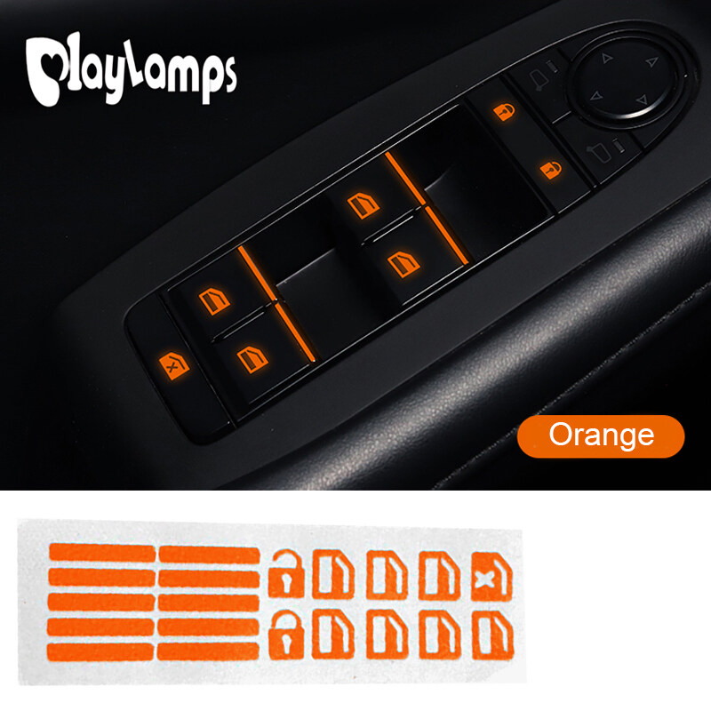 Car Window Button Luminous Sticker Lifter Switch Night Car Interior