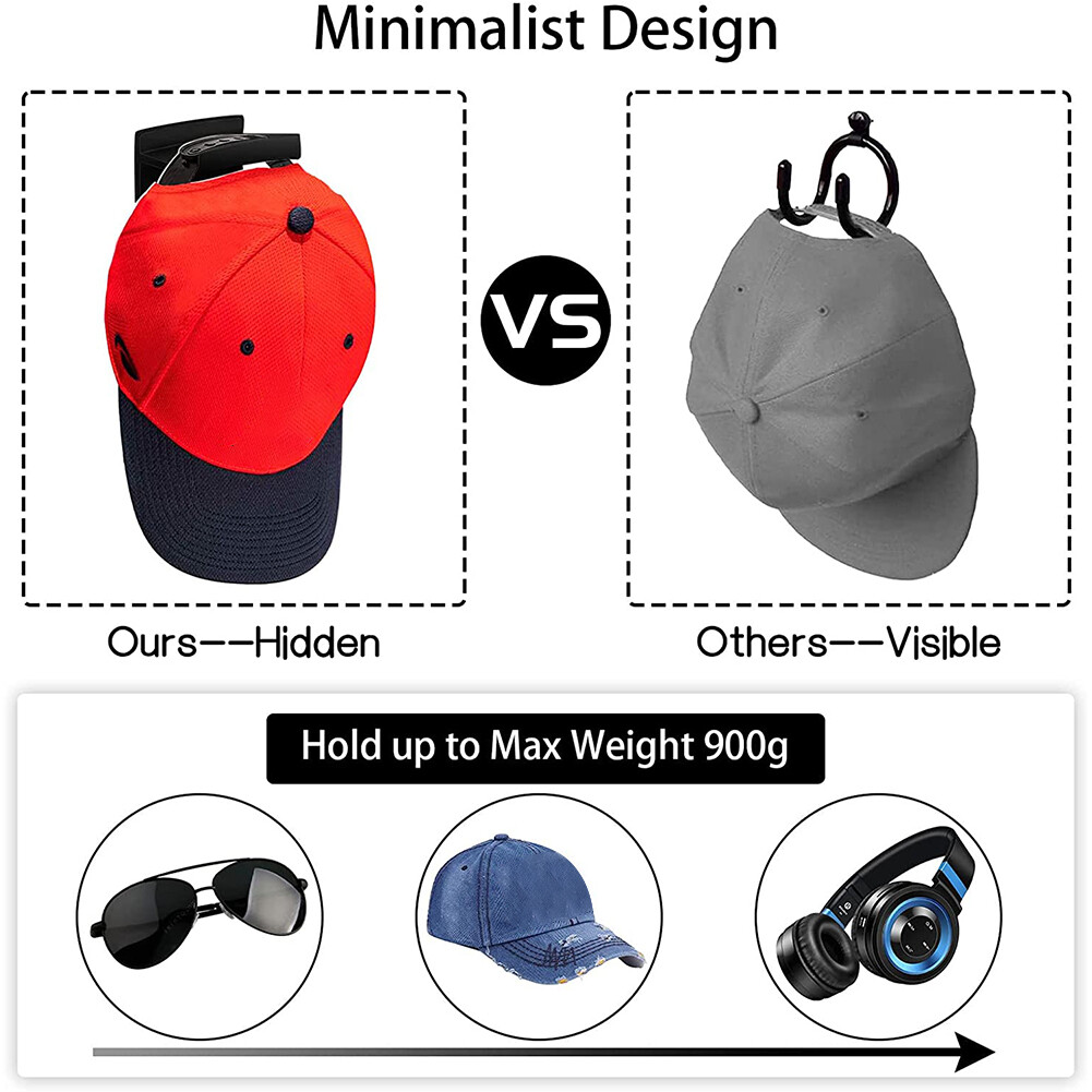 ROMAHOME Baseball Cap Organizer No Drilling Hat Hooks Wall Mounted Adhesive Cap Hanger for Baseball Caps