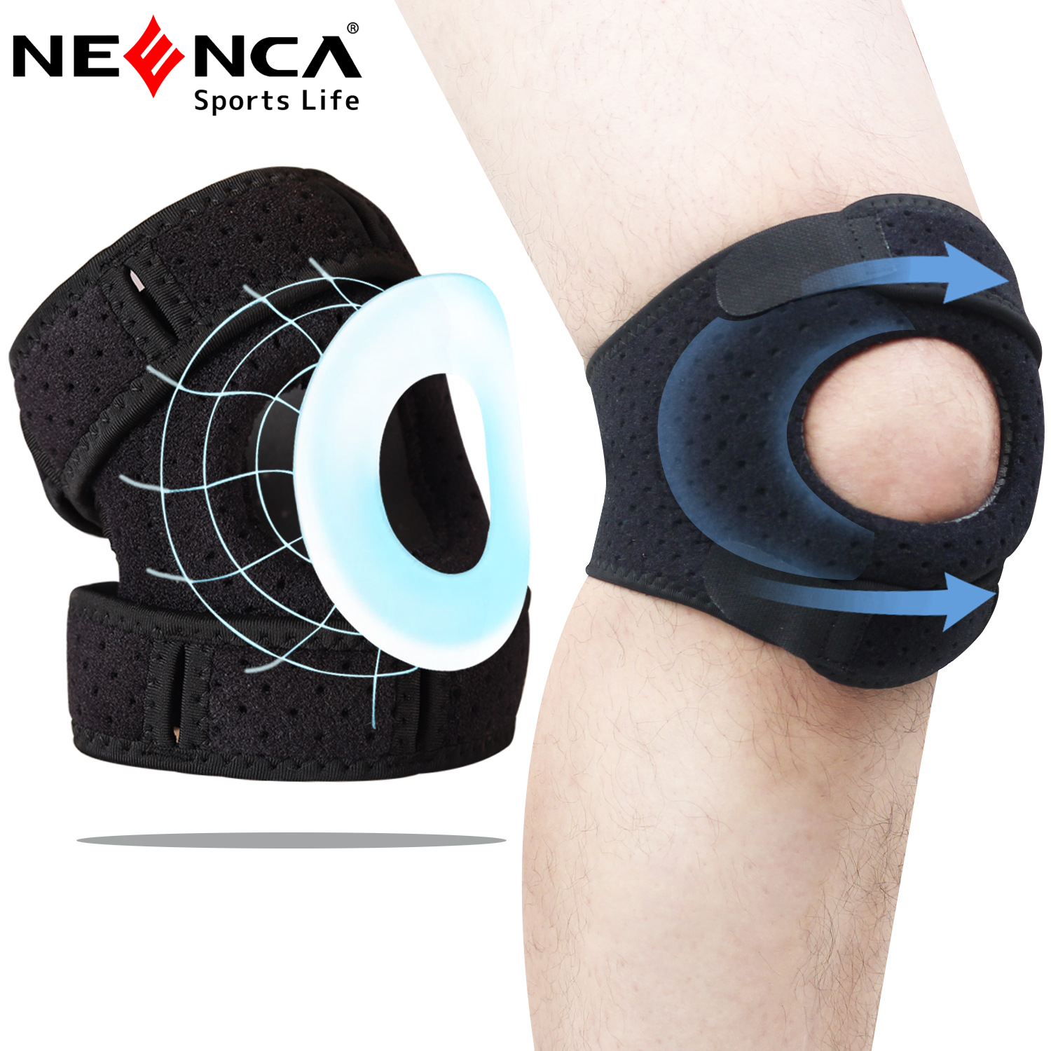 Neenca 1-mảnh xương bánh chè Băng cố định gối cho đau đầu gối, đầu gối ống tay bó Băng cố định gối cho đau viêm khớp và hỗ trợ, Essential Workout bảo vệ đầu gối Miếng đệm đầu gối cho phụ nữ và nam giới