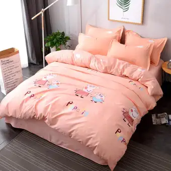 4 In 1 Cute Cartoon Peppa Pig Bedding Set For Single Super