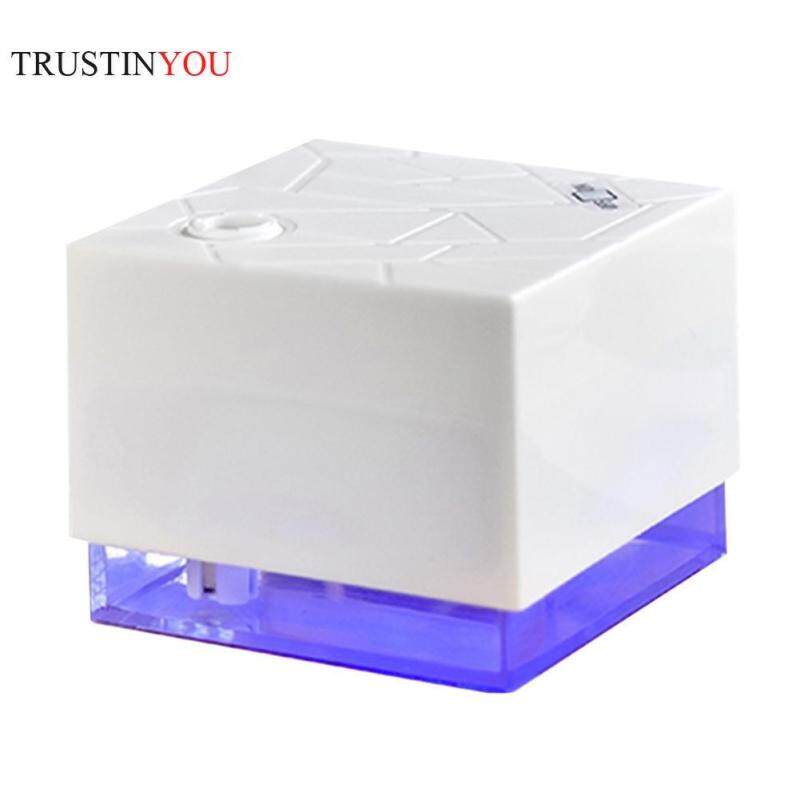 300ml Water Cube Shape Ultrasonic Humidifier LED Blue Light Night Lamp Aroma Essential Oil Diffuser Mini Aromatherapy Air Purifier Mist Maker for Office Home Singapore