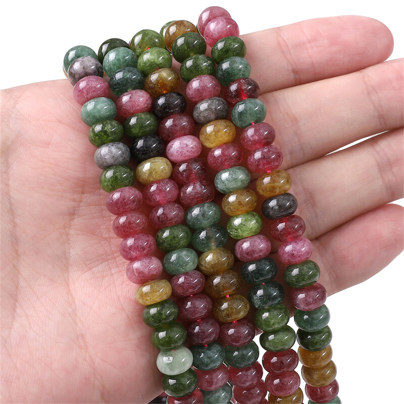 4-10mm 38cm/Str Rainbow Tourmaline Synthetic Stone Beads For Necklace Bracelet DIY Jewelry Making
