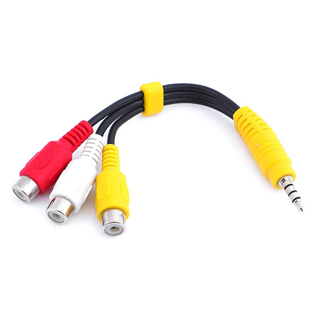 Splitter 3.5mm to 3 RCA Female Audio Video Cable Composite AV Adapter Cord for TV VCR Projector