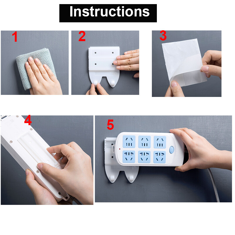 1PCS Wall-Mounted Sticker Punch-free Plug Fixer Home Self-Adhesive Socket Fixer Cable Wire Organizer Seamless Power Strip Holder
