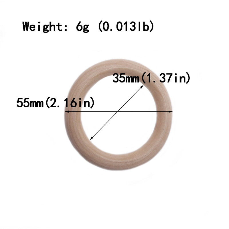 10pcs Natural Wooden Teething Ring Teether Circle Beech Ring Baby Nursing DIY Bracelet Necklace Making Accessories