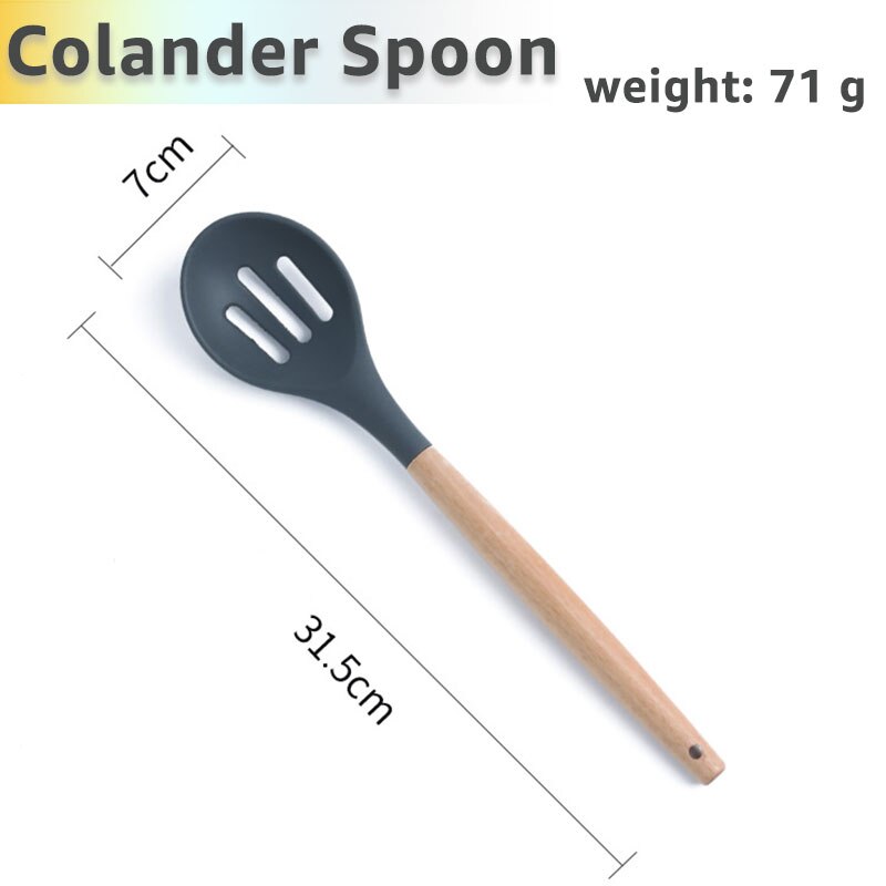 Cooking Utensils for Kitchen Gadget Sets Silicone Baking Nonstick Wooden Handles Cooking Tool Shovel Spoon Scraper Kitchenware
