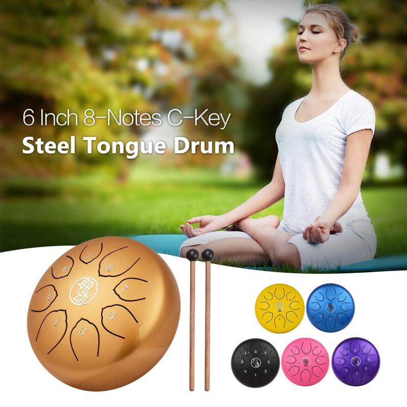 6 Inch Steel Tongue Drum Handpan Drum 8-Notes C-Key Percussion Instrument with Mallets Drum Bag Wiping Cloth for Musical Education Concert Mind Healing Yoga Meditation Blue