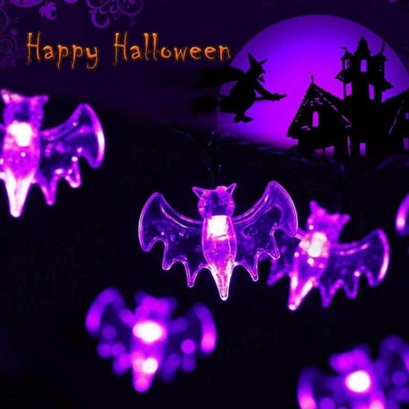 Đèn Dây Hình Dơi Màu Tím LED Trang Trí Halloween Dễ Thương