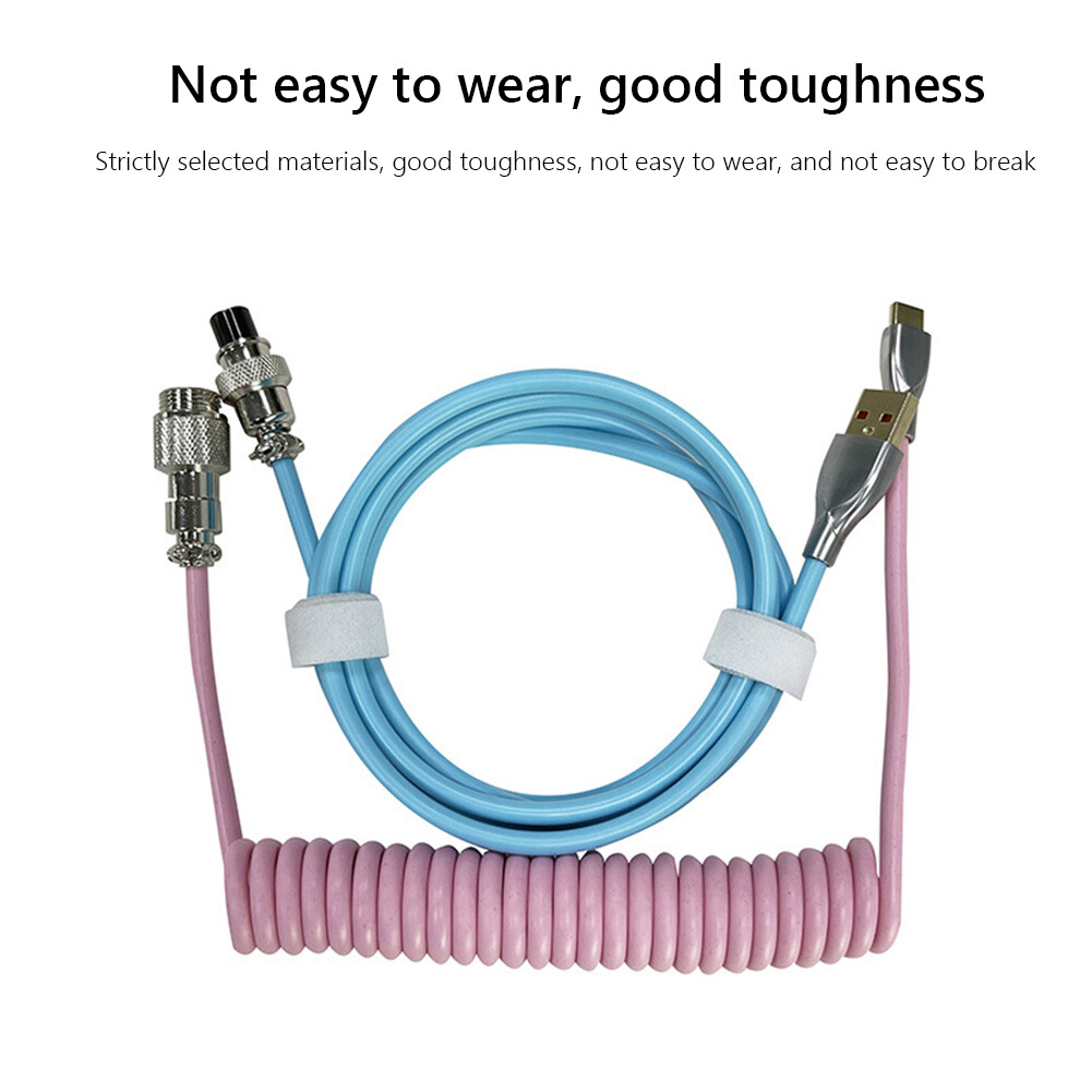 Mechanical Keyboard Aviator Cable Coiled Type-C USB Aviation Connector Spring Wire Desktop Computer Decoration Charging Cord Kit Accessory