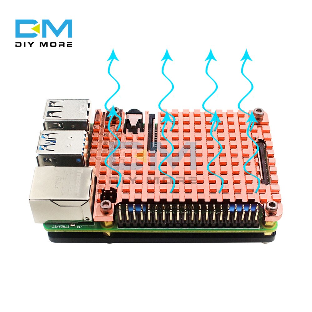 DIYMORE Raspberry Pi 4B Pure Copper Heat Sink Shell Raspberry Pi 4 Radiator Send Thermal Glue Installation Tool