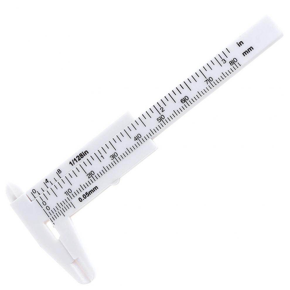 Thước Cặp Vecnê Nhựa Màu Trắng Tỷ Lệ Kép 0-80Mm Cho Sinh Viên/Thước Đo Cổ
