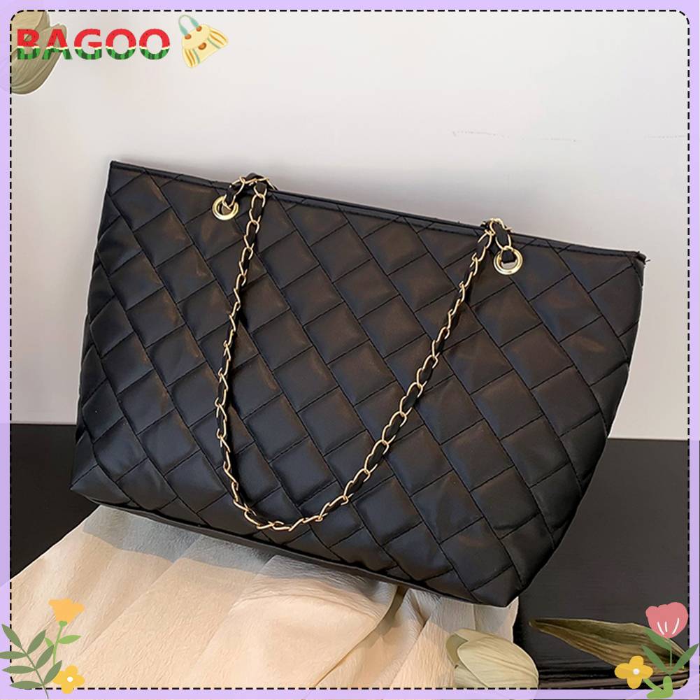 Women Casual Purse Large Capacity Quilted Messenger Bag Simple Solid Shopper Bag
