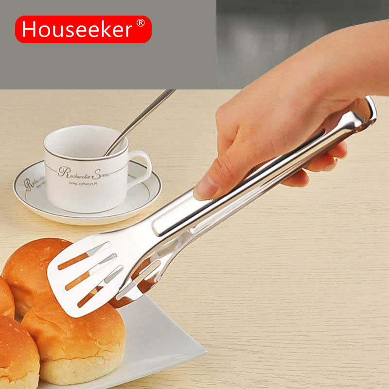 Stainless Steel Food Tongs BBQ Cooking Tools Anti Heat Bread Clip Pastry Clamp Barbecue Kitchen Tongs