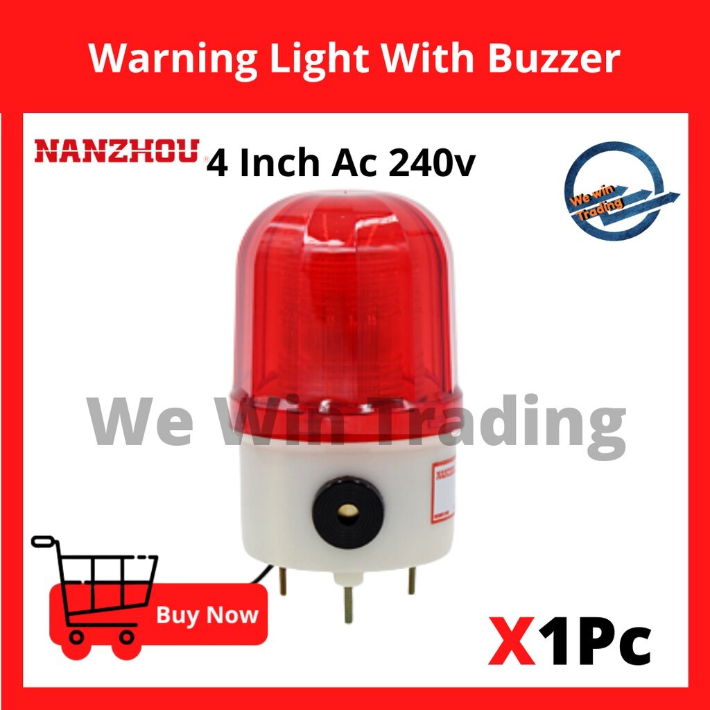 Nanzhou Warning light LED type with buzzer 4" RED Ac 240v buzzer