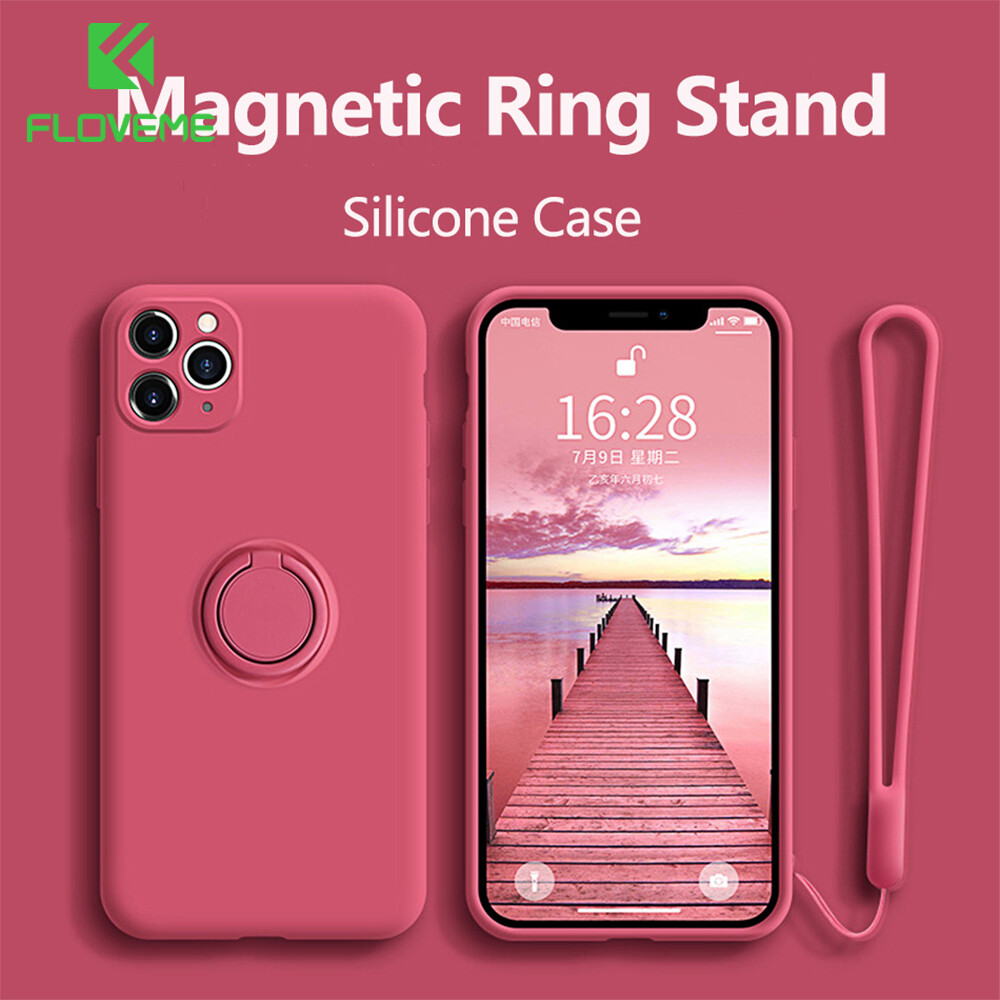 Floveme liquid silicone with hand strap ring phone case for iphone 15 14 13 12 11 pro max 15plus 13 12 11 shockproof cover