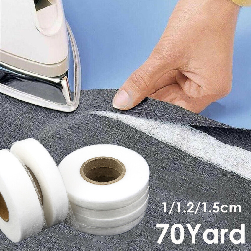 Phụ Kiện May Vá Hai Mặt Màu Trắng 70Yard Băng Dính Băng Dính Vải Lót Trang Phục Dễ Nóng Chảy Phụ Kiện Tự Làm Chắp Vá