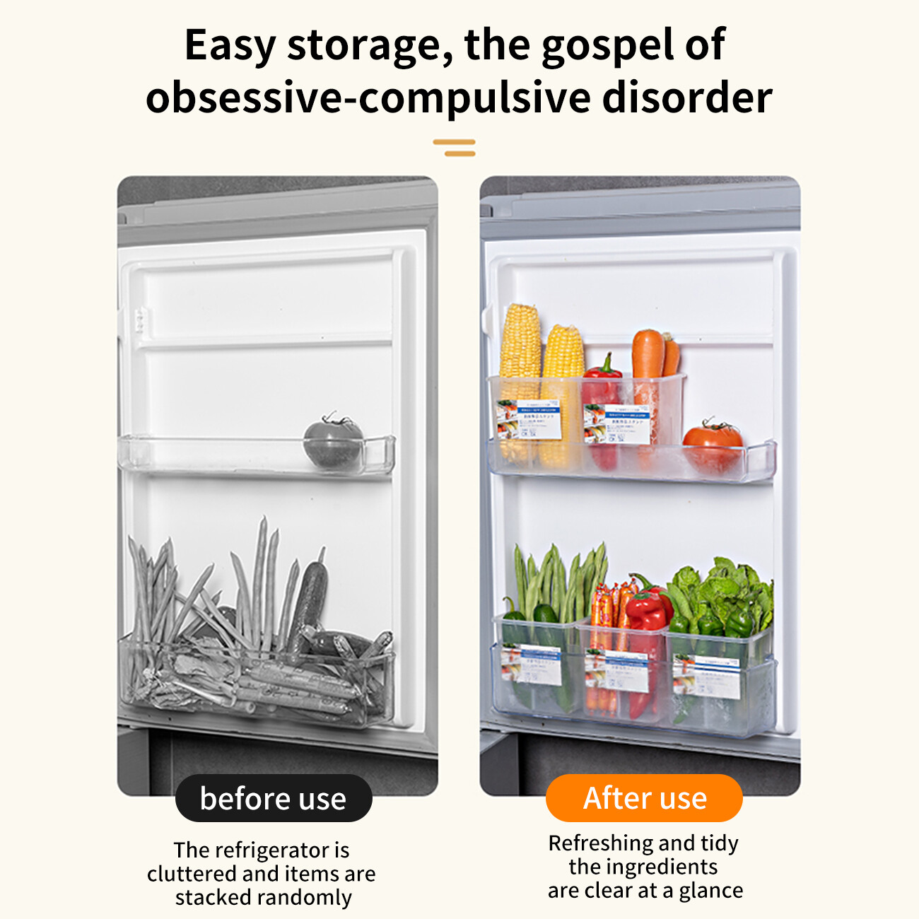 CNMF Transparent Fresh-Keeping Compartment Refrigerator Organizer Storage Box